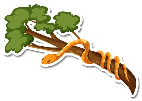 Snake on the tree on white background Illustrazione stock