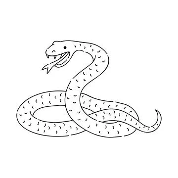 Snake vector doodle animal of Eastern astrological calendar black outline on Stock Illustration