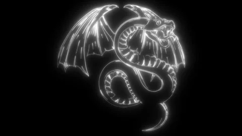 Snake in white line on black background Stock Footage 276226442