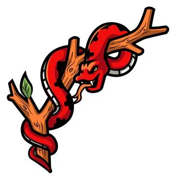 Snake wrapped around a tree design illustration Stock Illustration