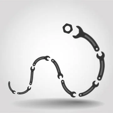 Snake wrench trys to bite a nut Stock Illustration