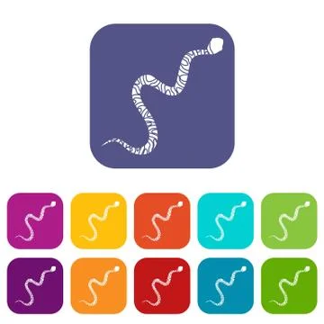 Snake wriggling icons set flat 스톡 일러스트