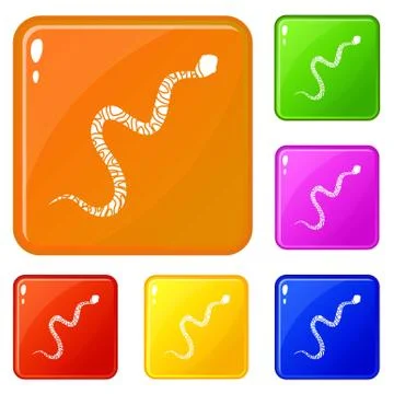 Snake wriggling icons set vector color Stock Illustration