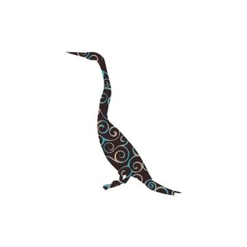 Snakebird anhinga bird spiral pattern color silhouette animal Illustrazione stock
