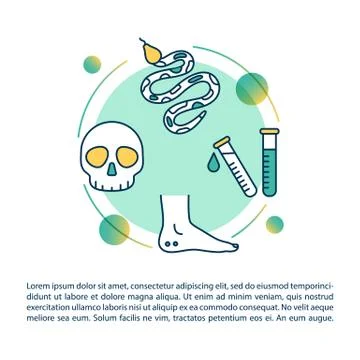 Snakebite consequences concept icon with text. Reptile poison effect, organism Stock Illustration