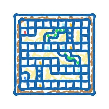 Snakes and ladders game board table icon doodle illustration Stock Illustration