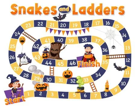 Snakes and Ladders Game Template Stock Illustration