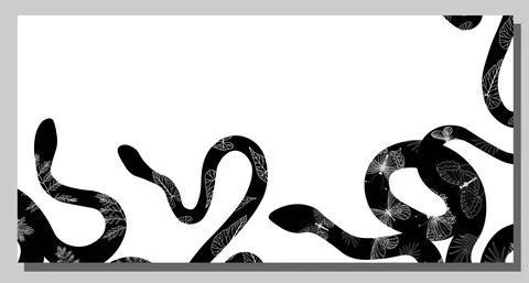 SNAKES. FRAME made of snakes. Vector illustration. Tropical poisonous animals Stock Illustration
