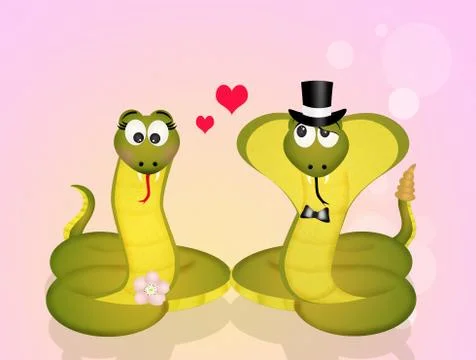 Snakes get married Stock Illustration