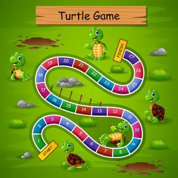 Snakes ladders game turtle theme Stock Illustration