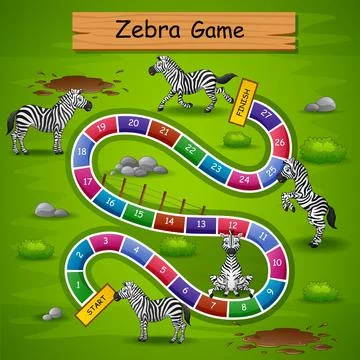 Snakes ladders game zebra theme Stock Illustration