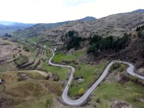 Snaking Road - 4k Aerial View Stock Footage 74867007