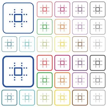 Snap to grid outlined flat color icons Stock Illustration