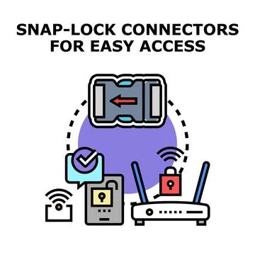 Snap lock connector for easy digital access Illustrazione stock
