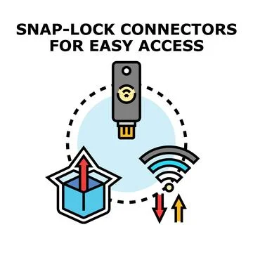 Snap lock connectors providing easy access concept Illustrazione stock