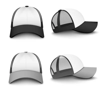 Snapback baseball cap mockup set from front and side view Illustrazione stock