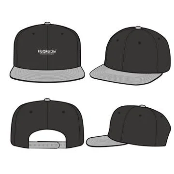 SNAPBACK Cap Fashion flat vector mockup design  Stock Illustration