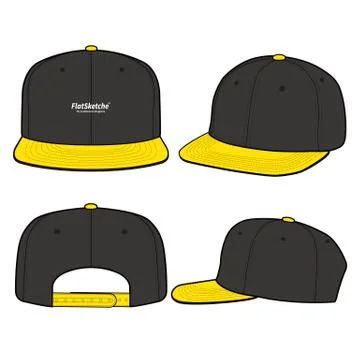 SNAPBACK Cap Fashion flat vector mockup design17 Stock Illustration