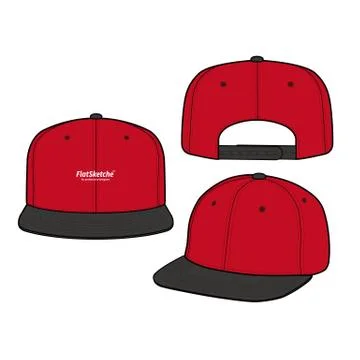 SNAPBACK Cap Fashion flat vector mockup design19 Stock Illustration