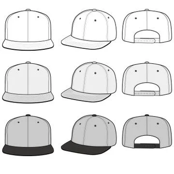 SNAPBACK Cap Fashion flat vector mockup design48 Stock Illustration