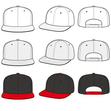 SNAPBACK Cap Fashion flat vector mockup design50 Stock Illustration