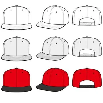 SNAPBACK Cap Fashion flat vector mockup design49 Stock Illustration
