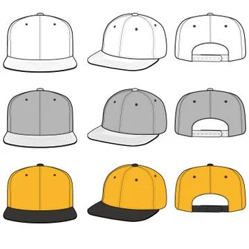 SNAPBACK Cap Fashion flat vector mockup design51 Stock Illustration
