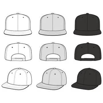 SNAPBACK Cap Fashion flat vector mockup design52 Stock Illustration