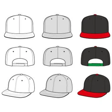 SNAPBACK Cap Fashion flat vector mockup design53 Stock Illustration