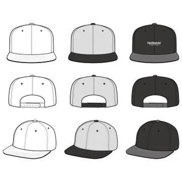 SNAPBACK Cap Fashion flat vector mockup design55 스톡 일러스트