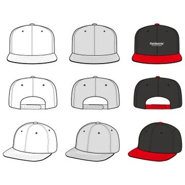 SNAPBACK Cap Fashion flat vector mockup design54 Stock Illustration