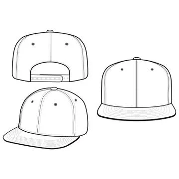 SNAPBACK Cap Fashion flat vector mockup design59 Stock Illustration