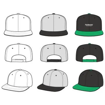 SNAPBACK Cap Fashion flat vector mockup design57 Illustrazione stock