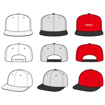 SNAPBACK Cap Fashion flat vector mockup design58 Stock Illustration