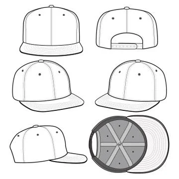 SNAPBACK Cap Fashion flat vector mockup design71 Stock Illustration