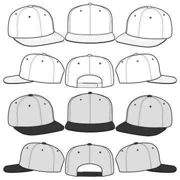 SNAPBACK Cap Fashion flat vector mockup design76 Stock Illustration