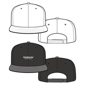 SNAPBACK Cap Fashion flat vector mockup design87 Illustrazione stock
