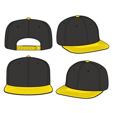 SNAPBACK Cap Fashion flat vector mockup design4 Stock Illustration