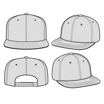 SNAPBACK Cap Fashion flat vector mockup design6 Stock Illustration