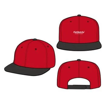 SNAPBACK Cap Fashion flat vector mockup design19 Stock Illustration