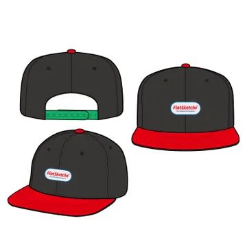 SNAPBACK Cap Fashion flat vector mockup design28 Stock Illustration