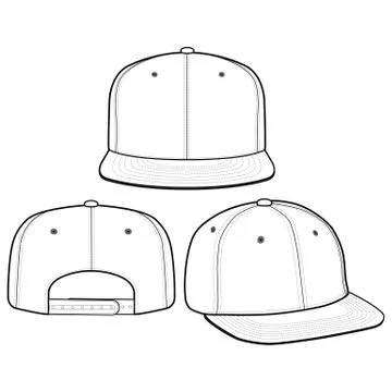 SNAPBACK Cap Fashion flat vector mockup design38 Stock Illustration