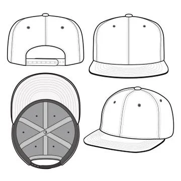 SNAPBACK Cap Fashion flat vector mockup design39 Stock Illustration