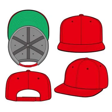 SNAPBACK Cap Fashion flat vector mockup design41 Stock Illustration