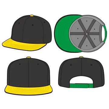 SNAPBACK Cap Fashion flat vector mockup design45 Stock Illustration