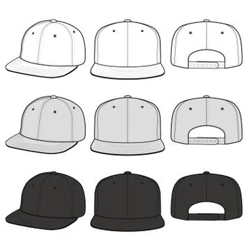 SNAPBACK Cap Fashion flat vector mockup design47 Stock Illustration