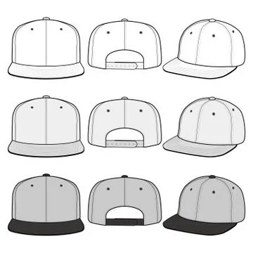 SNAPBACK Cap Fashion flat vector mockup design48 스톡 일러스트