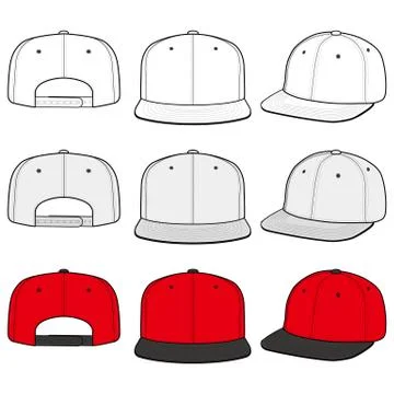 SNAPBACK Cap Fashion flat vector mockup design49 스톡 일러스트