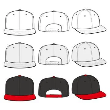 SNAPBACK Cap Fashion flat vector mockup design50 Stock Illustration