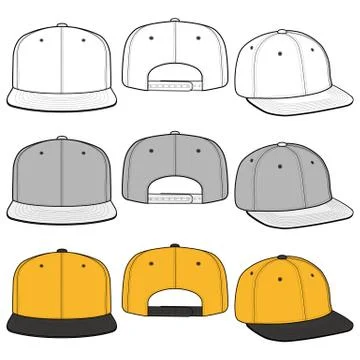 SNAPBACK Cap Fashion flat vector mockup design51 Stock Illustration